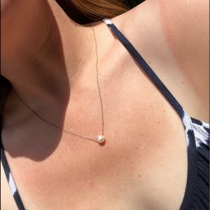 Large Freshwater Pearl Necklace on Sterling Silver Chain